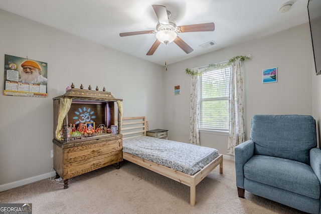 2705 Maple Park Pl Unit 29, Cumming, GA 30041 - bedroom featuring a ceiling fan, light carpet, baseboards, and visible vents