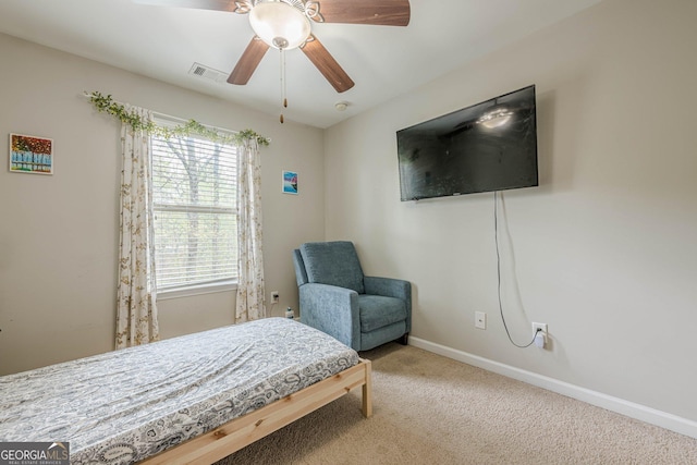 2705 Maple Park Pl Unit 29, Cumming, GA 30041 - carpeted bedroom with baseboards, ceiling fan, and visible vents