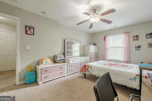 2705 Maple Park Pl Unit 29, Cumming, GA 30041 - bedroom with carpet flooring, a ceiling fan, baseboards, and visible vents