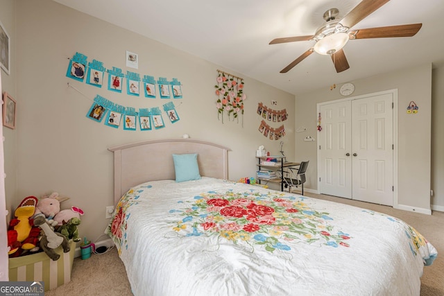 2705 Maple Park Pl Unit 29, Cumming, GA 30041 - bedroom featuring baseboards, a closet, carpet, and a ceiling fan