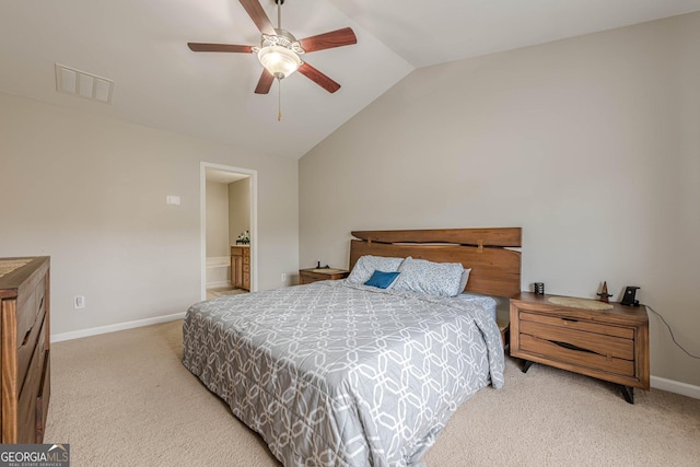 2705 Maple Park Pl Unit 29, Cumming, GA 30041 - bedroom with baseboards, lofted ceiling, visible vents, and light carpet