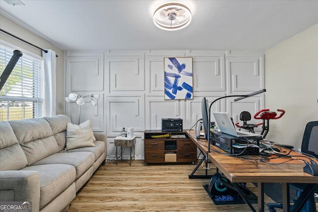 office area featuring light wood-style flooring