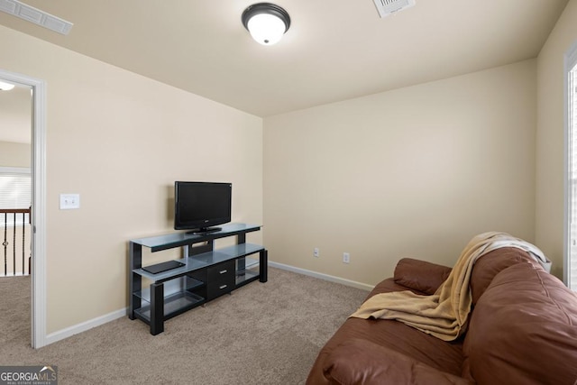 2694 Dawning Day Dr, Dacula, GA 30019 - living area with baseboards, carpet flooring, and visible vents