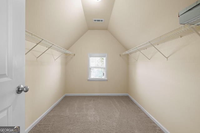 2694 Dawning Day Dr, Dacula, GA 30019 - spacious closet with visible vents, lofted ceiling, and carpet