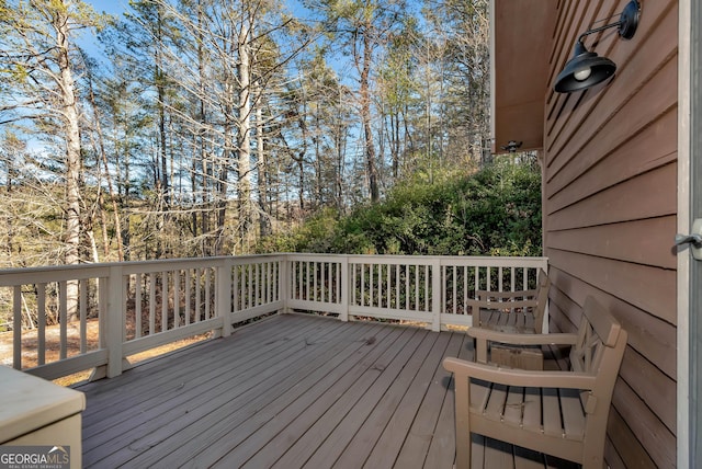 80 Lake Forest Ct, Lakemont, GA 30552 - wooden terrace featuring view of scattered trees