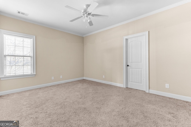 157 Wessex Dr, Bonaire, GA 31005 - carpeted spare room with crown molding and ceiling fan