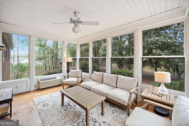6695 Woodstock Rd, Acworth, GA 30102 - sunroom featuring a wealth of natural light, an outdoor hangout area, and ceiling fan