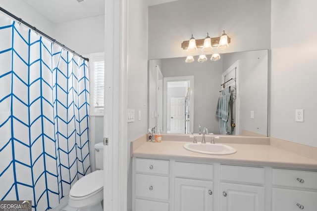 1081 Katherine Ln, Greensboro, GA 30642 - full bath with toilet, a shower with shower curtain, and vanity