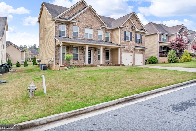 80 Lanier Rdg, Acworth, GA 30101 - craftsman-style home featuring a residential view, concrete driveway, a garage, brick siding, and a front yard