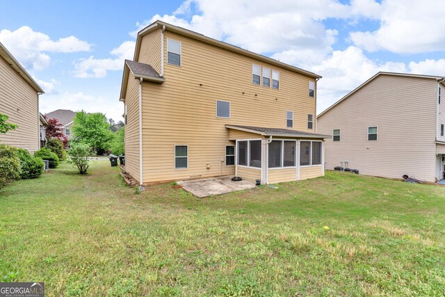 80 Lanier Rdg, Acworth, GA 30101 - rear view of property with a sunroom, a yard, and a patio