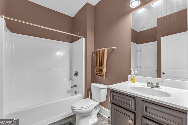 80 Lanier Rdg, Acworth, GA 30101 - bathroom with tub / shower combination, baseboards, toilet, and vanity