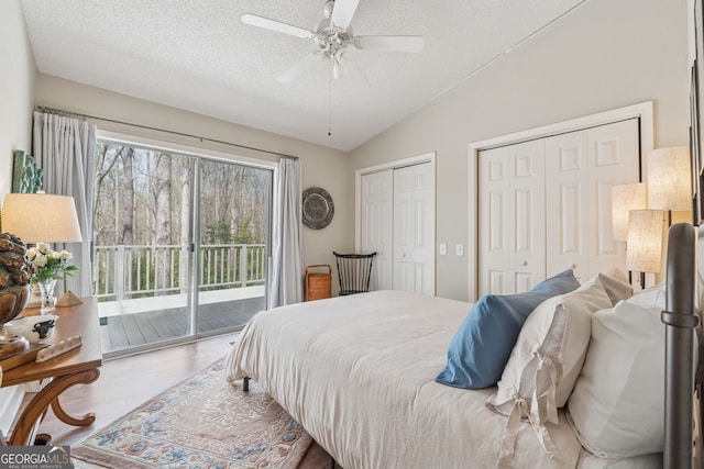 8012 Beachwood Dr, Murrayville, GA 30564 - bedroom with multiple windows, vaulted ceiling, access to exterior, and two closets