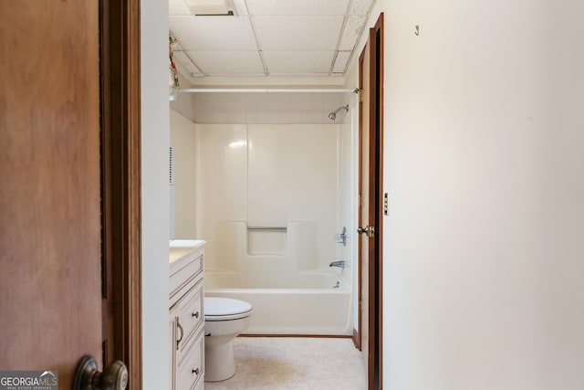374 W Sugarbush Dr, Sky Valley, GA 30537 - full bathroom with vanity, a drop ceiling, shower / bathing tub combination, and toilet