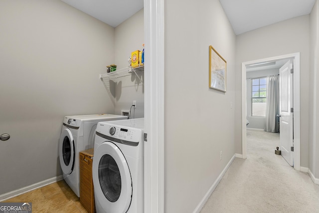 6023 Skellig St, Norcross, GA 30071 - laundry room with washing machine and dryer and light carpet