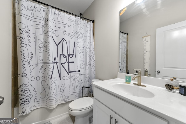 6023 Skellig St, Norcross, GA 30071 - bathroom featuring vanity and shower / tub combo with curtain