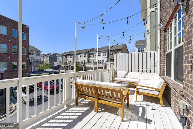 6023 Skellig St, Norcross, GA 30071 - deck with an outdoor living space and a residential view