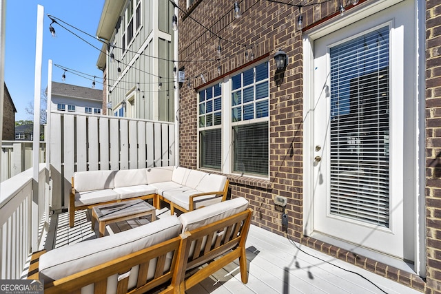 6023 Skellig St, Norcross, GA 30071 - view of patio / terrace featuring an outdoor hangout area and a wooden deck
