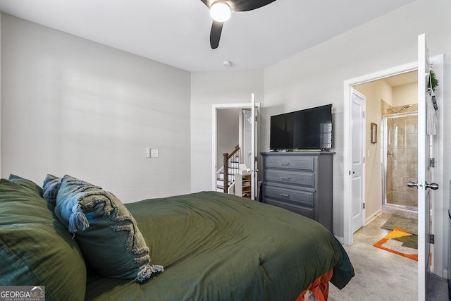 6023 Skellig St, Norcross, GA 30071 - bedroom with light colored carpet and a ceiling fan