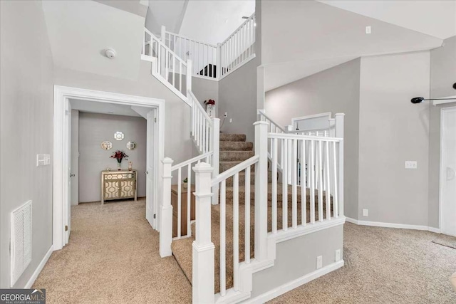 3800 Macland Rd, Hiram, GA 30141 - stairway with carpet floors and a towering ceiling