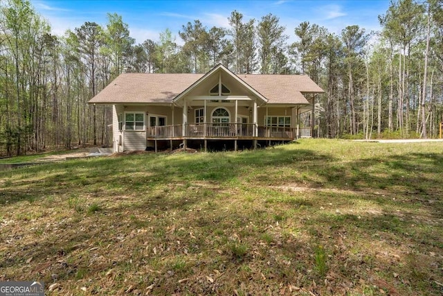 3800 Macland Rd, Hiram, GA 30141 - view of front of property with a front yard and a wooden deck
