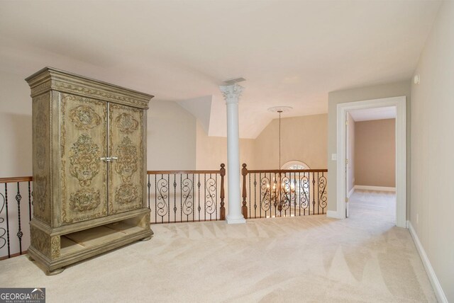 1418 Brighton Pl, Loganville, GA 30052 - hall with carpet floors, an upstairs landing, and baseboards
