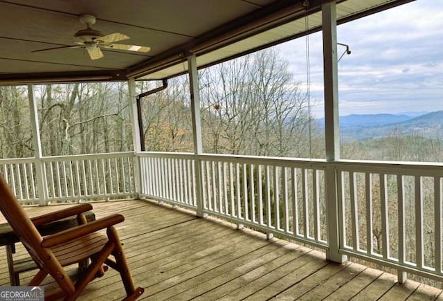 7 Lakeview Dr, Hayesville, NC 28904 - sunroom / solarium with a ceiling fan and a mountain view