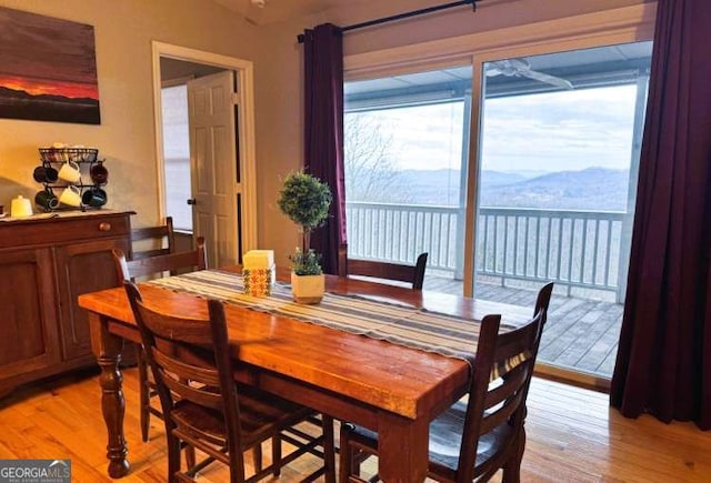 7 Lakeview Dr, Hayesville, NC 28904 - dining area featuring a mountain view and light wood-type flooring