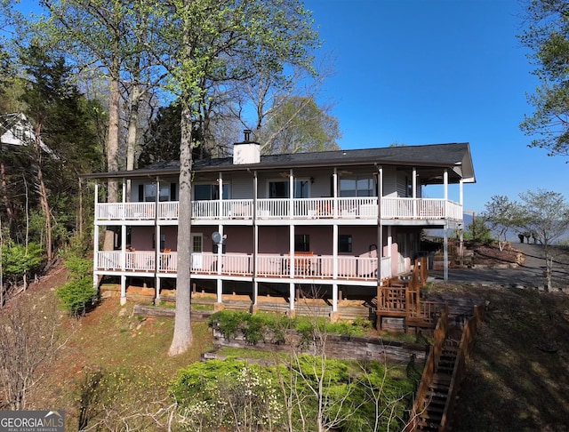 7 Lakeview Dr, Hayesville, NC 28904 - back of property featuring a deck and a chimney