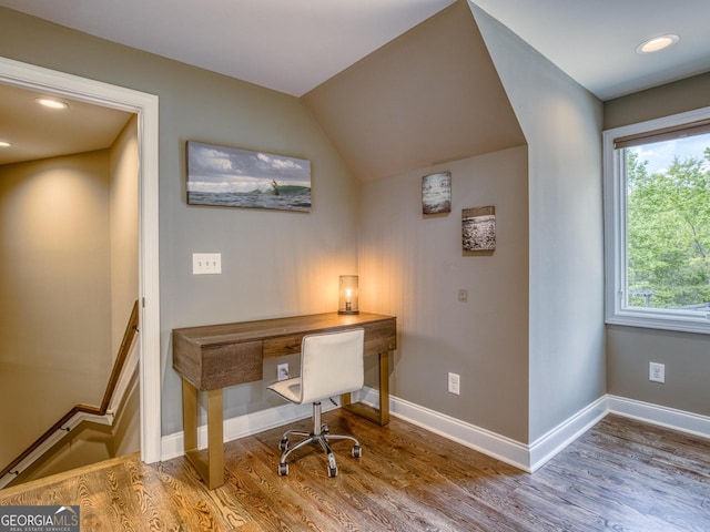 97 E Laceola Rd S, Cleveland, GA 30528 - home office with baseboards, recessed lighting, and wood finished floors