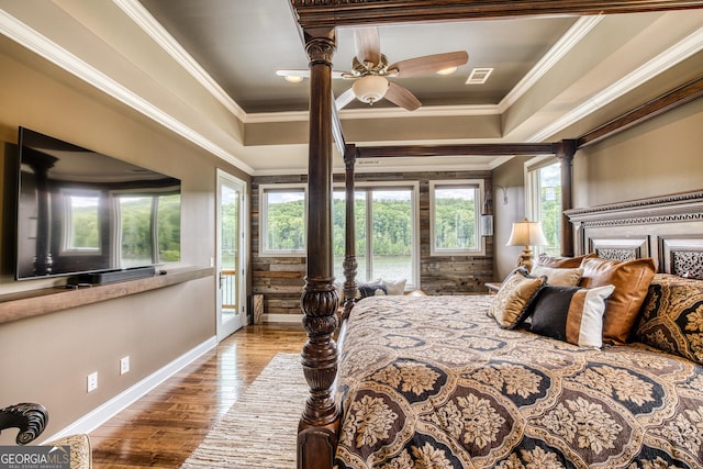 97 E Laceola Rd S, Cleveland, GA 30528 - bedroom featuring crown molding, visible vents, wood finished floors, and baseboards