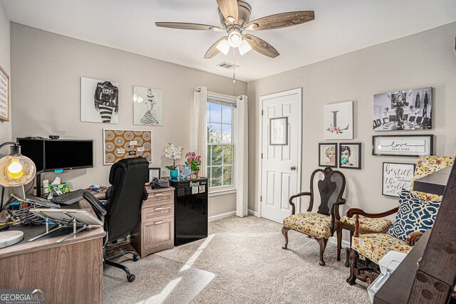 105 Blackberry Ct, Woodstock, GA 30188 - office with light carpet, a ceiling fan, and baseboards