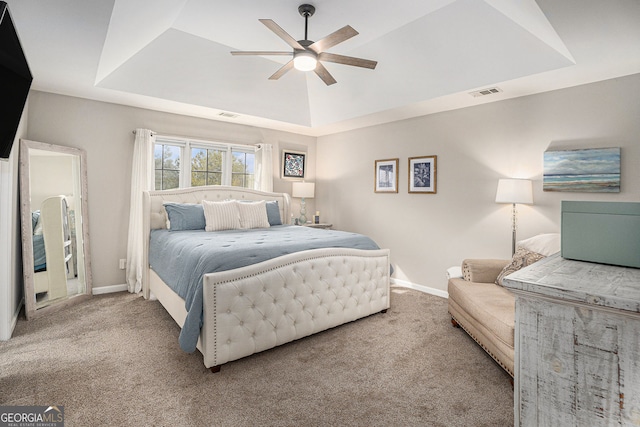 105 Blackberry Ct, Woodstock, GA 30188 - bedroom featuring carpet, baseboards, a raised ceiling, and ceiling fan