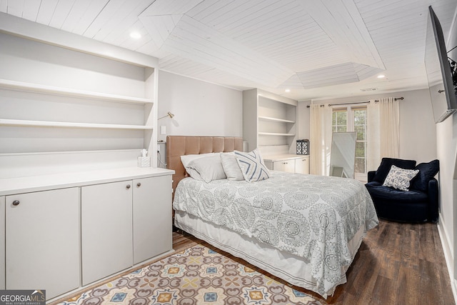 105 Blackberry Ct, Woodstock, GA 30188 - bedroom with wooden ceiling, dark wood-type flooring, and recessed lighting