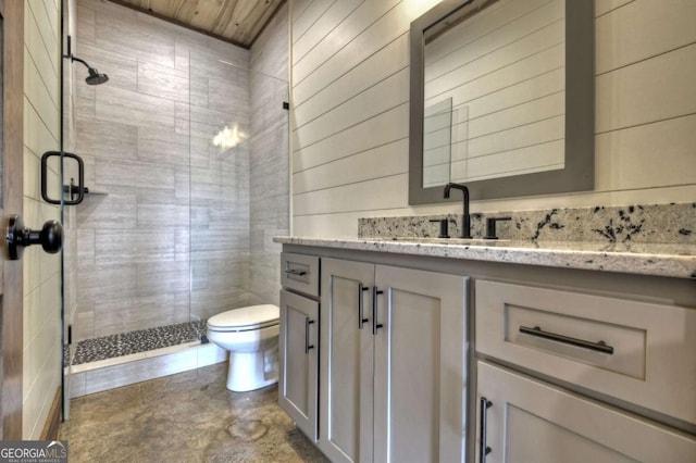 768 Cherokee Cir, Ellijay, GA 30540 - bathroom with toilet, a stall shower, and vanity