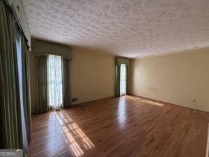 4528 Newcastle Cir, Lithonia, GA 30038 - empty room featuring healthy amount of natural light, wood finished floors, and a textured ceiling