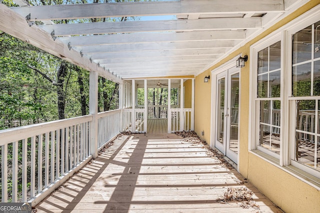 116 Little Ln, Lula, GA 30554 - wooden terrace featuring french doors and a pergola