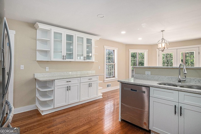 116 Little Ln, Lula, GA 30554 - kitchen featuring white cabinets, a sink, open shelves, and appliances with stainless steel finishes