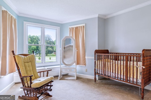126 N Valhalla Ct, Cordele, GA 31015 - carpeted bedroom featuring crown molding, baseboards, and a textured ceiling