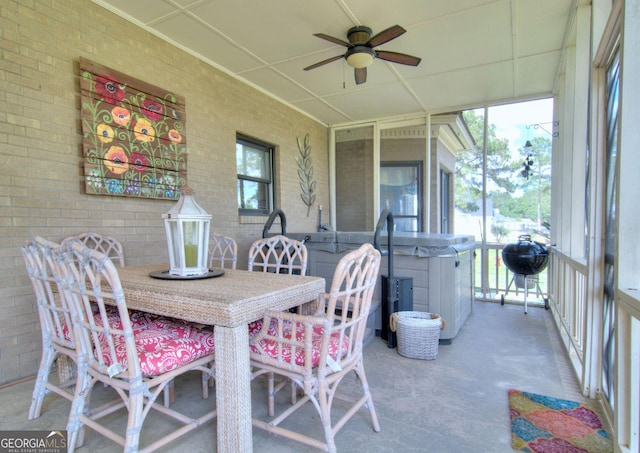 126 N Valhalla Ct, Cordele, GA 31015 - sunroom / solarium featuring a ceiling fan and outdoor dining space