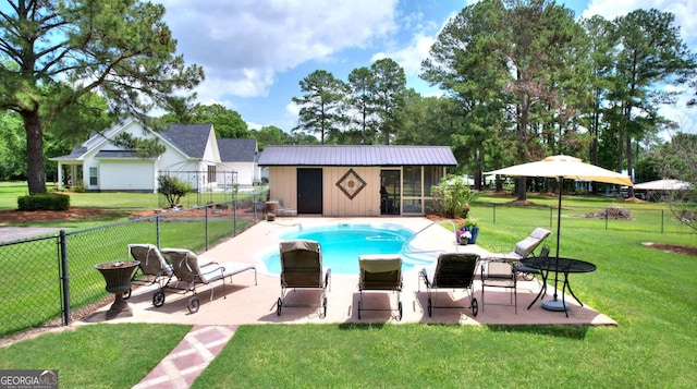 126 N Valhalla Ct, Cordele, GA 31015 - view of swimming pool with an outbuilding, a patio, and an exterior structure
