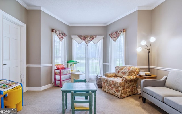 126 N Valhalla Ct, Cordele, GA 31015 - living area featuring plenty of natural light, carpet, and crown molding