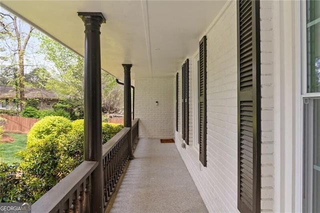 balcony featuring a porch