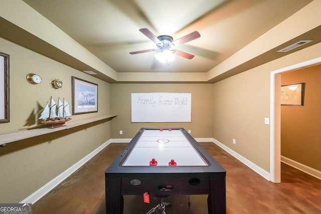 31 Vine Creek Ln, Acworth, GA 30101 - recreation room with a ceiling fan, baseboards, and a raised ceiling