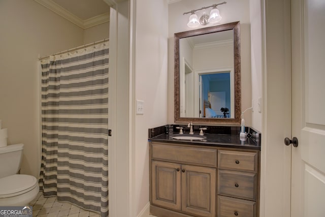 13 Breckenridge Rd SE, Rome, GA 30161 - bathroom with tile patterned flooring, crown molding, vanity, and toilet