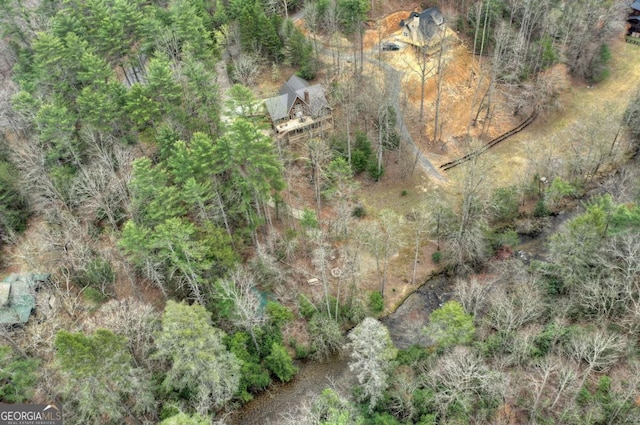 aerial view with a forest view