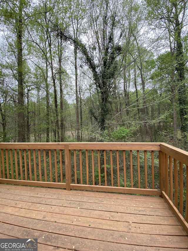 deck with a view of trees