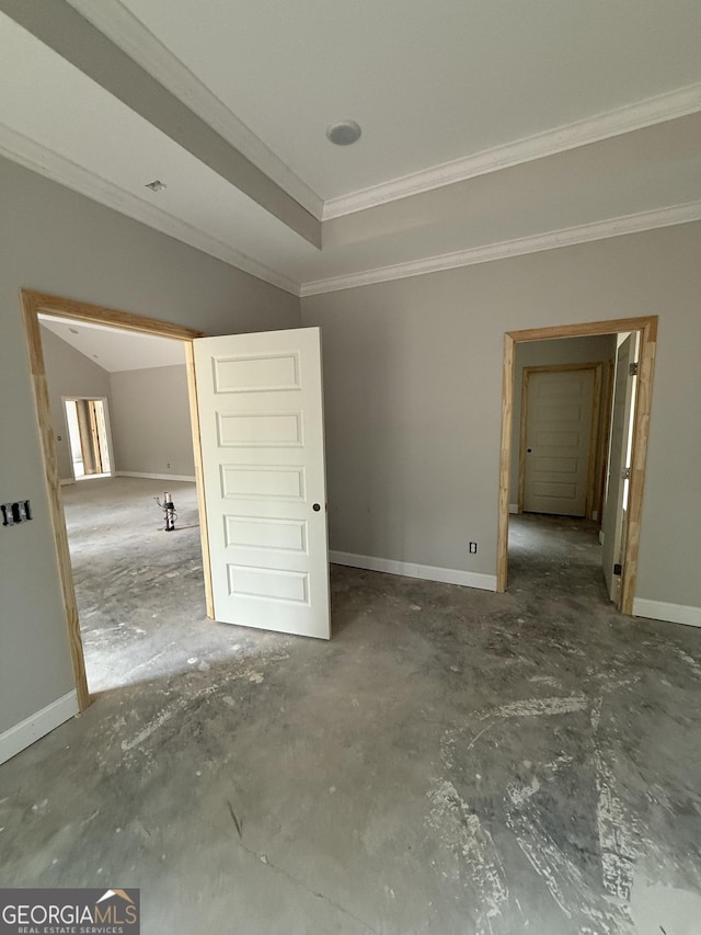 unfurnished bedroom with ornamental molding and baseboards