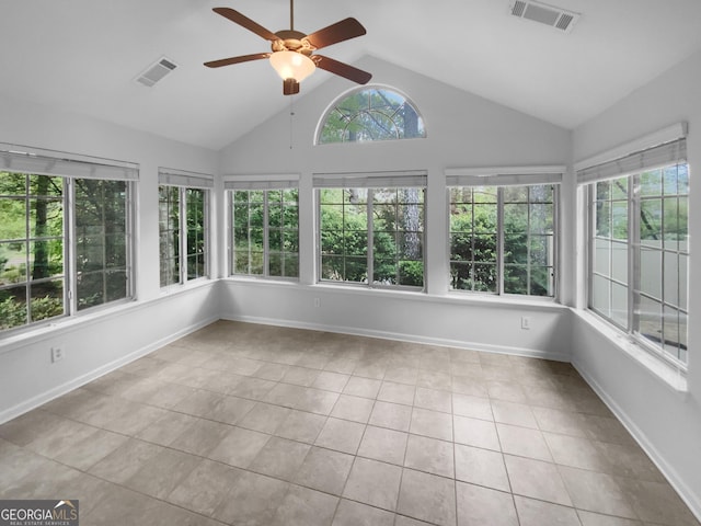 409 Kenley Ct, Mcdonough, GA 30253 - unfurnished sunroom featuring tile patterned floors and lofted ceiling