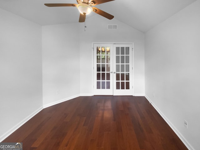 409 Kenley Ct, Mcdonough, GA 30253 - spare room with french doors, a ceiling fan, wood finished floors, and lofted ceiling