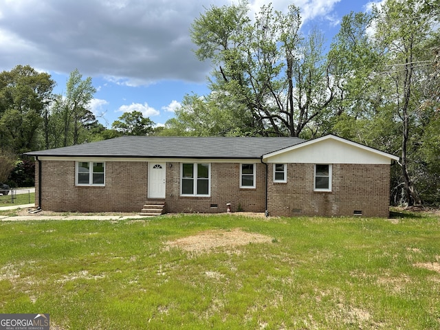 219 Hammerhawk Rd, Griffin, GA 30223 - ranch-style house featuring crawl space, entry steps, a front lawn, and brick siding